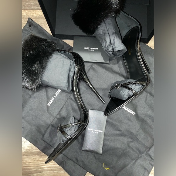 SAINT LAURENT GIPPY 110 HEELED AYERS SANDALS SIZE 37.5 NIB - Picture 8 of 13